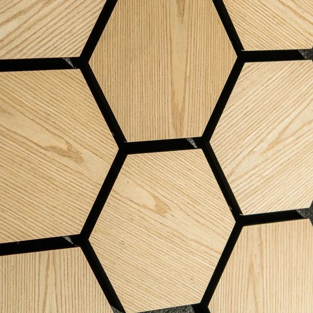 HEXAGON Akoestische wandpaneel | 76×62 cm | LICHT EIKEN – Akoestisch Wandpaneel – Houten Wandpaneel – Wandbekleding – Wanddecoratie – Licht Eiken – Geluidsabsorberend Paneel – Interieurpaneel – Moderne Wanddecoratie – Stijlvol – Moderne Wandpanelen