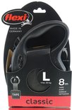 Laisse Flexi Classic L, noir, ruban, 8m, max 50 kg, Made in Germany.