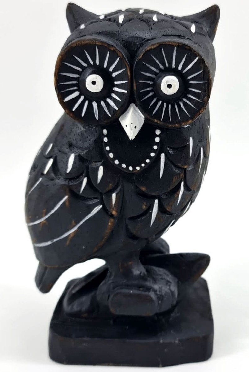 Woodart - Houten Uil - 18 x 10 cm - Black wash