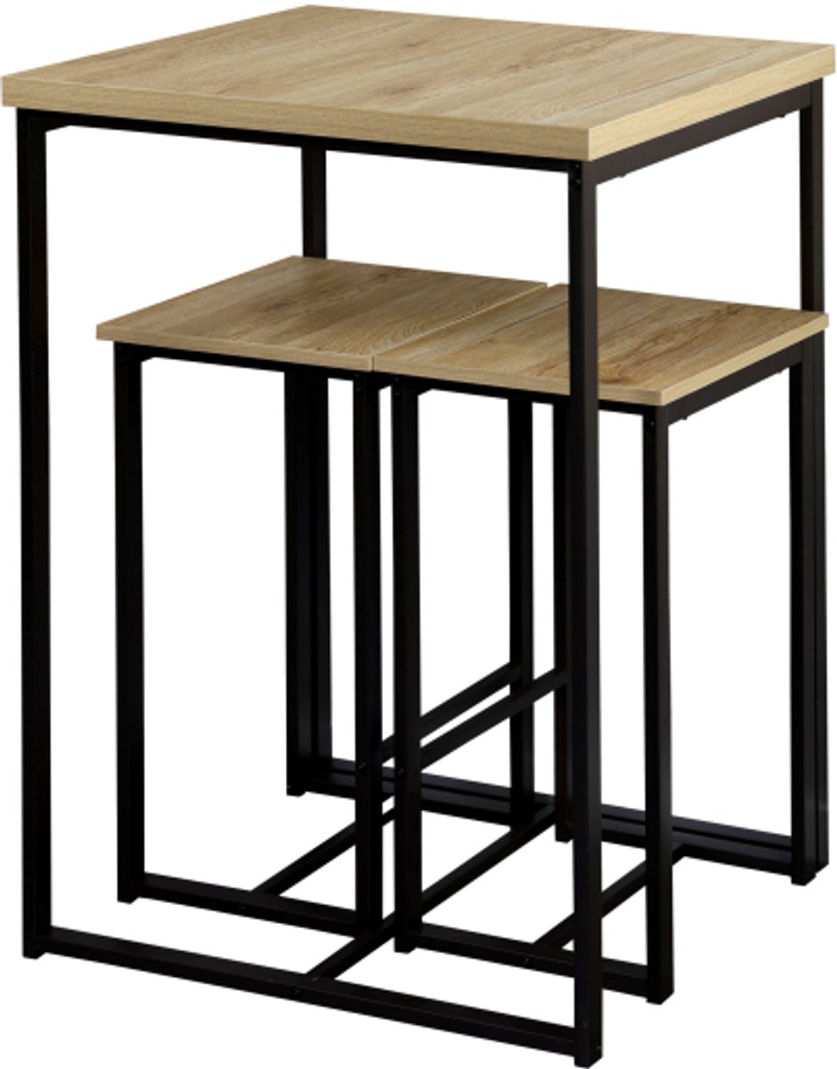 3-delige keukenbarset, FSC, 2 krukken 40x30x60 cm, tafel 60x60x88 cm