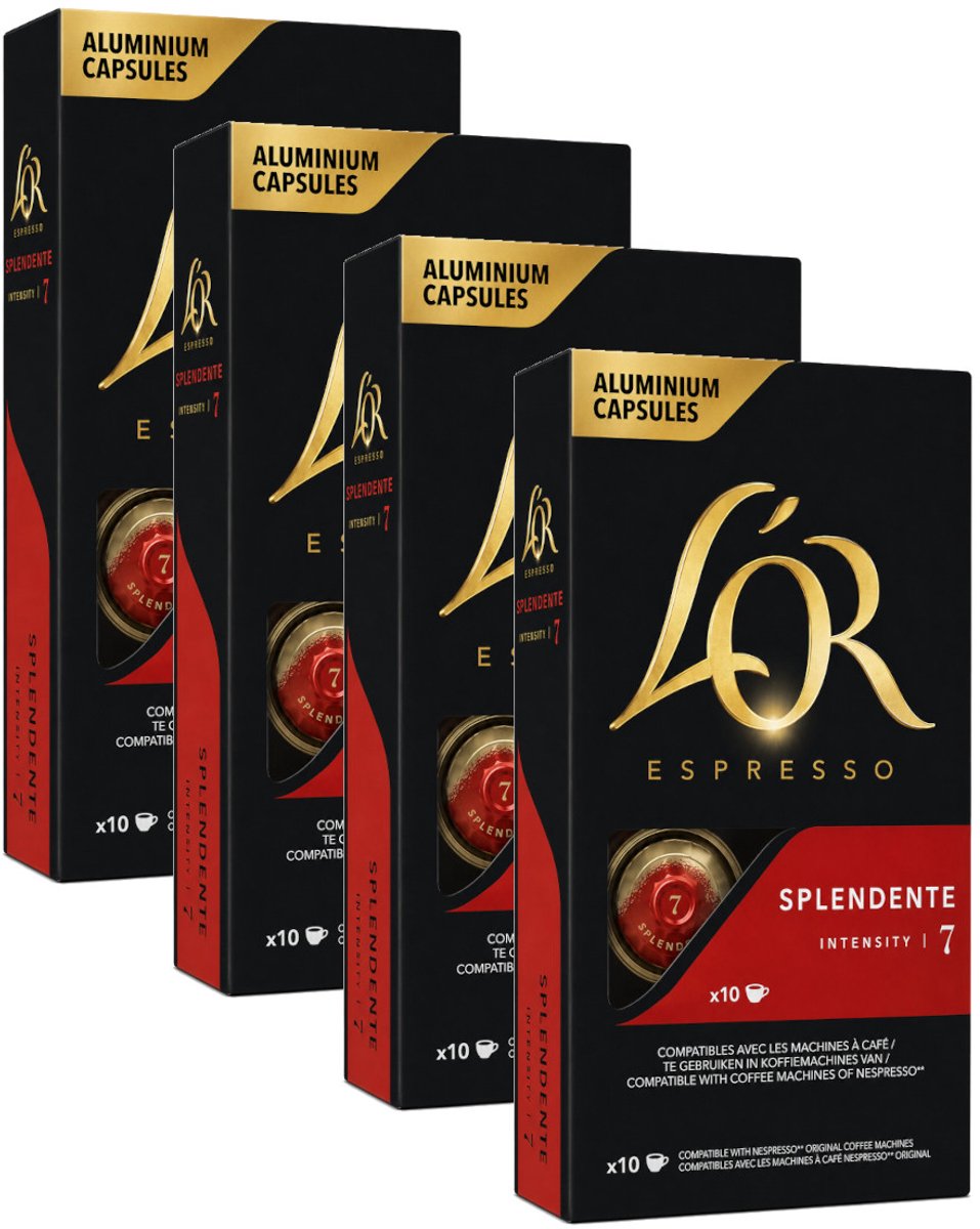 L'Or Espresso Splendente- Multipack - 40 (4x10) Koffiecups Compatibel met Nespresso Coffee Machine