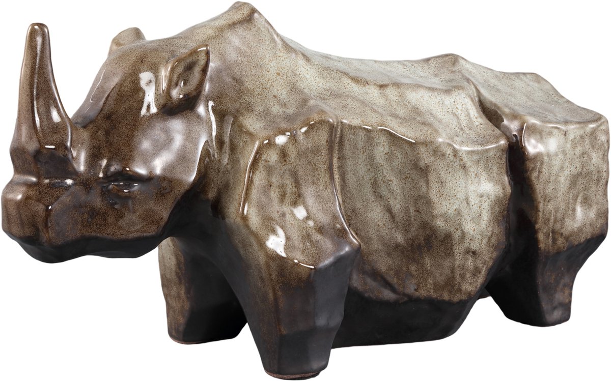 PTMD Tarig Light Brown Ceramic Rhino Ornament L