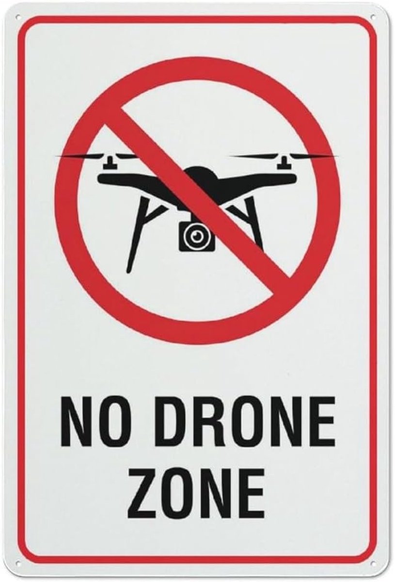 3 STKS Geen Drone Zone Teken 25 x 20 cm Metalen PVC Borden, Weerbestendig, Veiligheid, Tuin, Buitengebruik