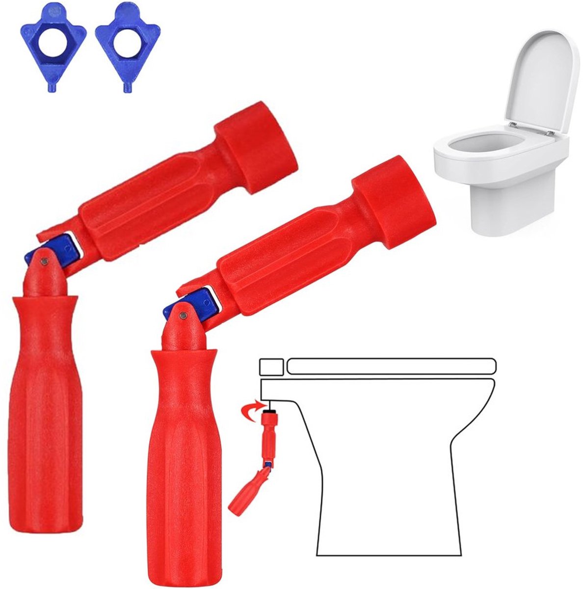 Moersleutel - Moersleutelsets - Sleutelgereedschap - Installatietool voor toiletbril - Universele installatiesleutel voor toiletbril - reparatiesleutel voor toiletbril - professionele universele installatiesleutel - 2stuk