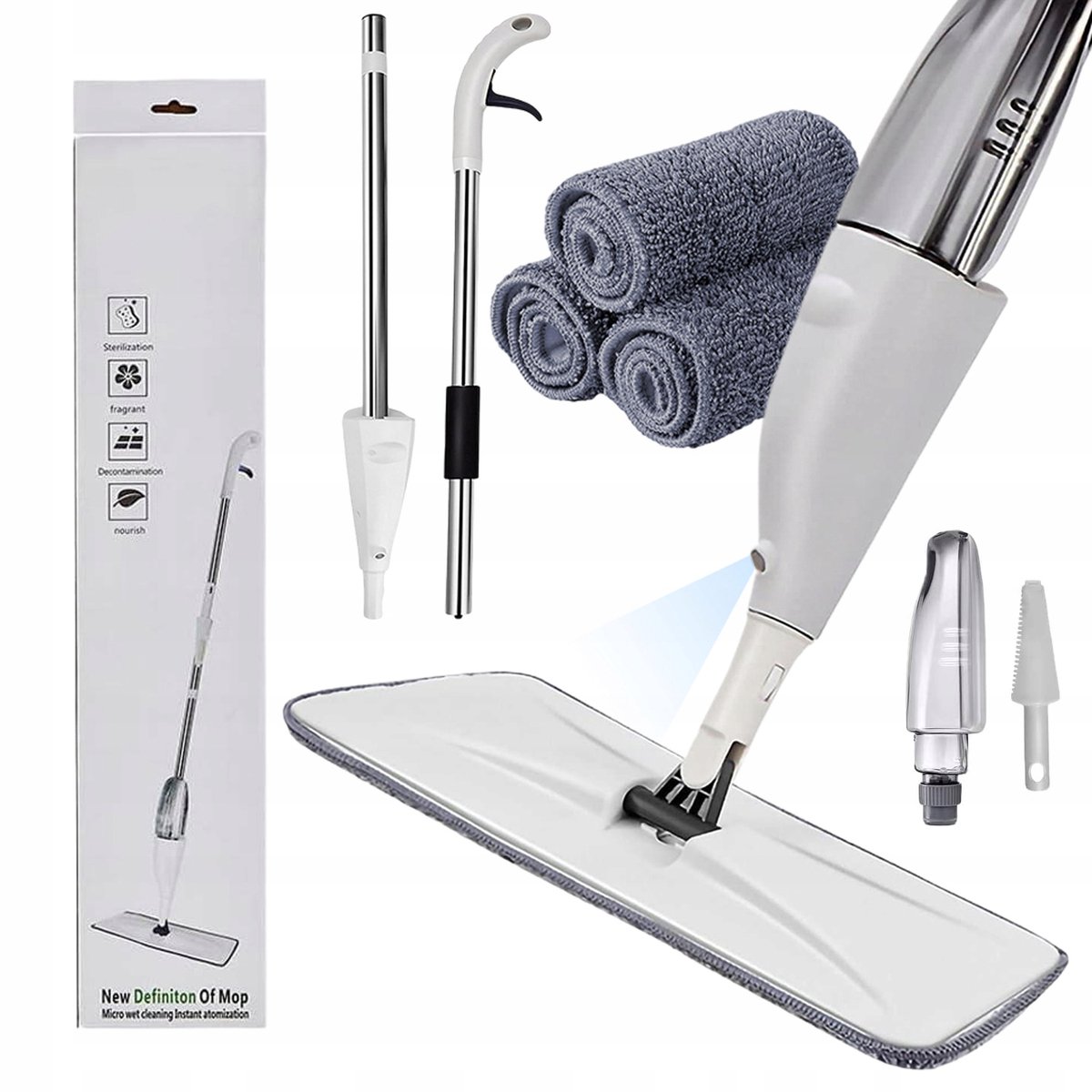 Spray Mop - Alles-In-één Dweilsysteem - Vloerwisser met Spray - Dweilset - Incl. 3 Microvezel Reinigingspads - 360° Draaibare Kop - 350 ml Waterreservoir - Nat & droog - Voor Harde Vloeren