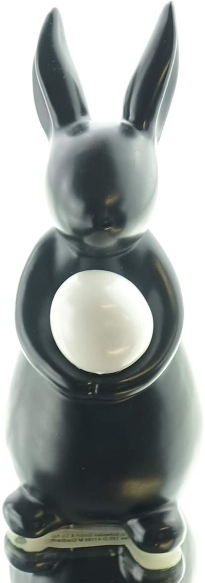 Scheulen Paasdecoratie Haas Zwart met Wit Ei 14 cm Keramiek