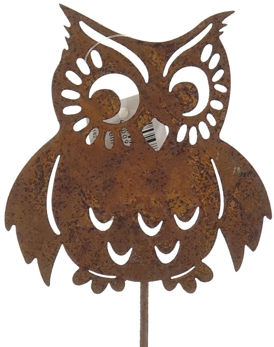 SCHEULEN Plantenstekker Uil Vleugels Binnen Roestlook 35 cm Metaal