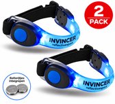 Set 2 stuks InVincer® ledarmband hardloopverlichting - 2 Pack - Hardloop lampjes incl batterij - arm LED verlichting - Water proof - Kleur Blauw