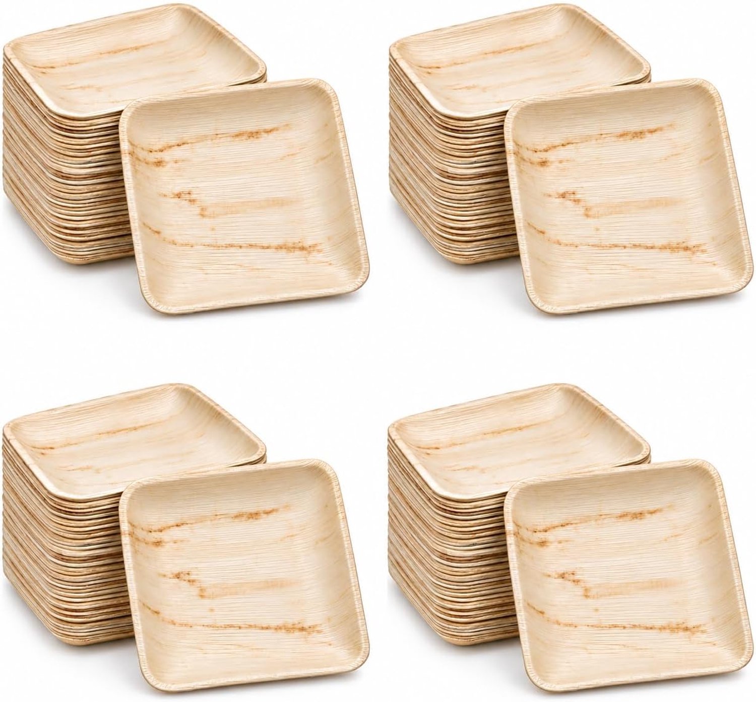 Kajal Vierkante Palmblad Bordjes 20 cm (4x25 Stuks) – Duurzame Wegwerpborden voor Warme en Koude Gerechten – Ideaal voor Feestjes, Buffetten, Picknicks & Catering Met Kajal Sticker