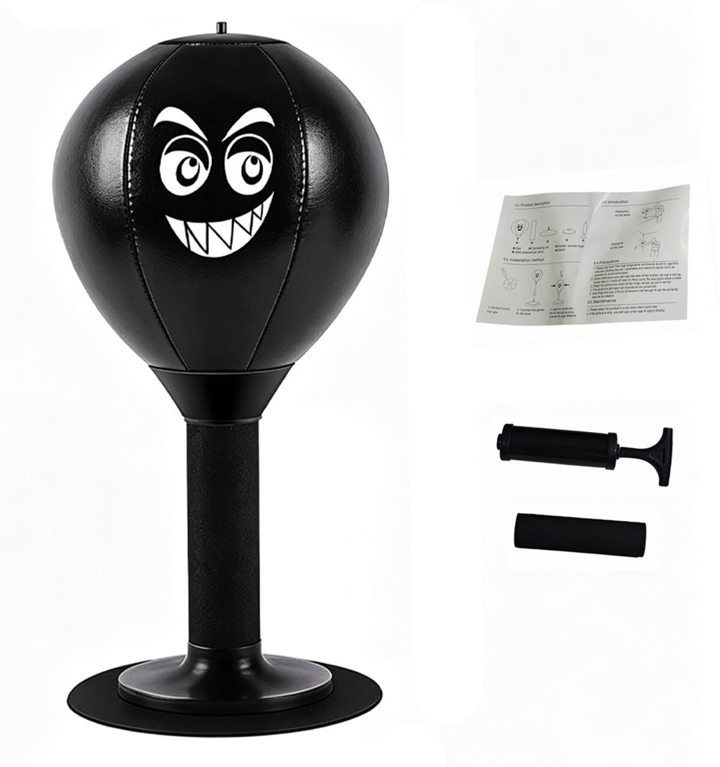 Tafelboksbal - Stressbal voor volwassenen - Stressverlichtingsapparaat - Verlicht spanning - Inclusief zuignap en luchtpomp - Geschikt voor kinderen en volwassenen - 37*17,5*17,5 cm - Zwart