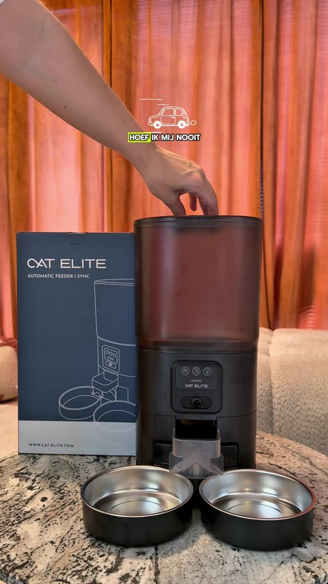 Cat Elite® Automatische Voerbak 2 Katten met Full HD-Camera | Sync – Voerautomaat Kat Dubbel met App – 7L RVS Voerdispenser – 2 Voerbakken – HD Nachtzicht & Audio – Dual WiFi 2,4/5 GHz – Droogvoer – Zwart