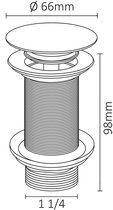Differnz Design Afvoerplug Gun Metal - Pop-up - 63mm - Mix & Match - Grote schroef