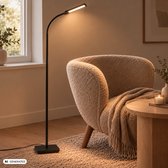 B.K.LICHT - Vloerlamp zwart - CCT - dimbaar staande lamp - bureaulamp - h: 135cm (max. ca. 158,6 cm) - 6.5W