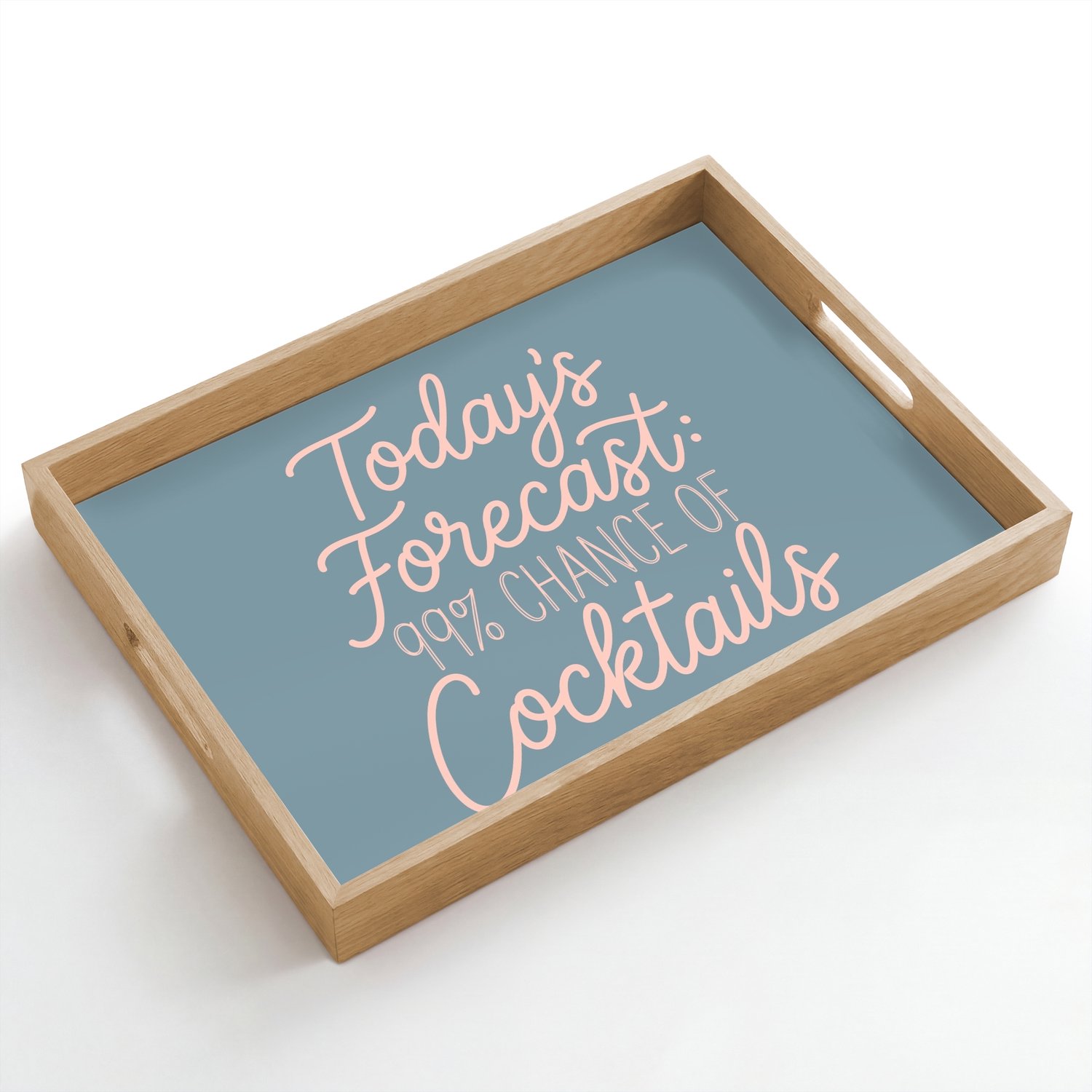 Dienblad hout 50x35 cm - Schootdienblad - Today's Forecast - Cocktails - Blauw - Borrelplank rechthoek - Plateau dienbladen