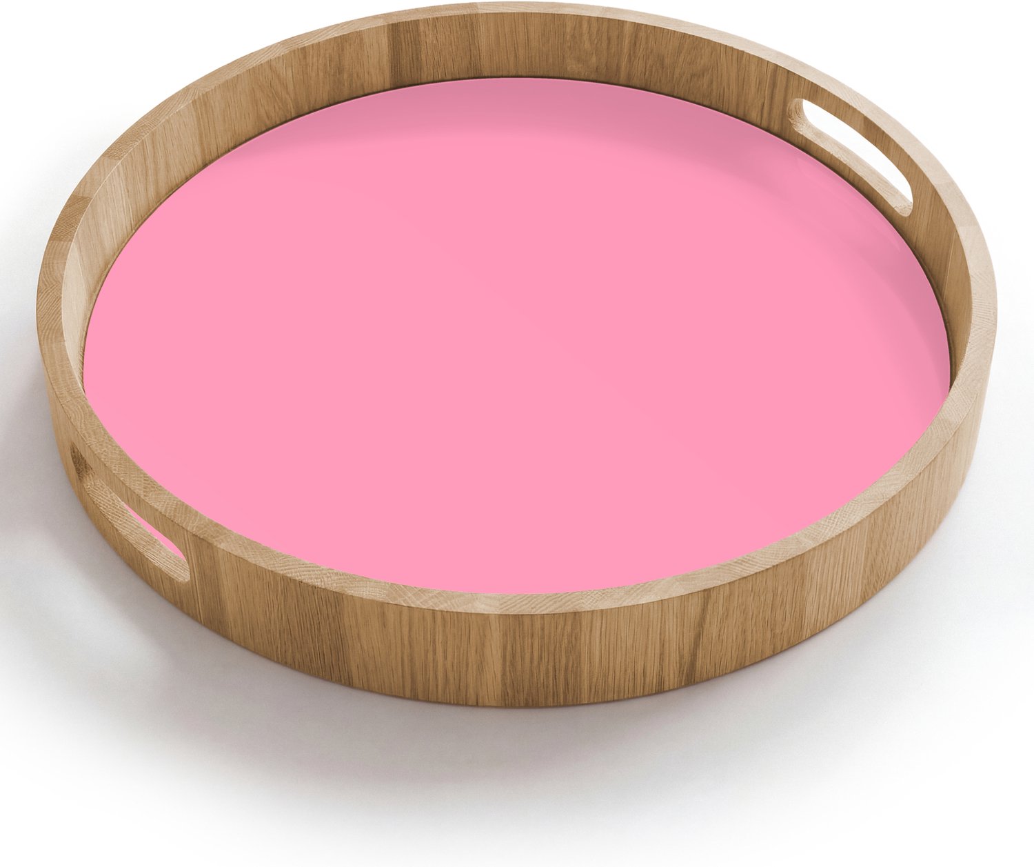 Dienblad rond 40x40 cm - Schootdienblad hout - Bubblegum - Pink - Roze - Borrelplank rechthoek - Plateau houten dienbladen