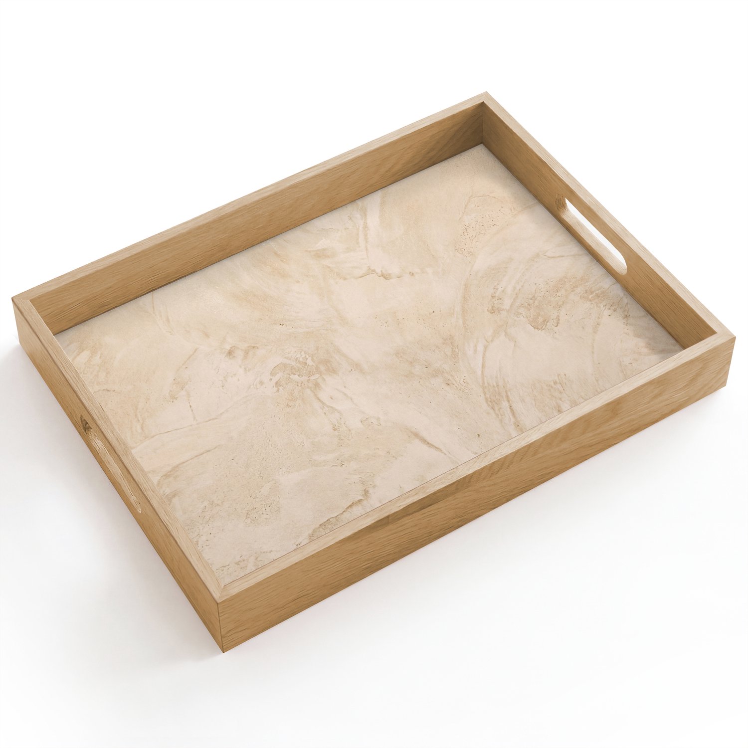 Dienblad hout 40x30 cm - Schootdienblad - Textuur - Patroon - Abstract - Modern - Beige - Borrelplank rechthoek - Plateau dienbladen