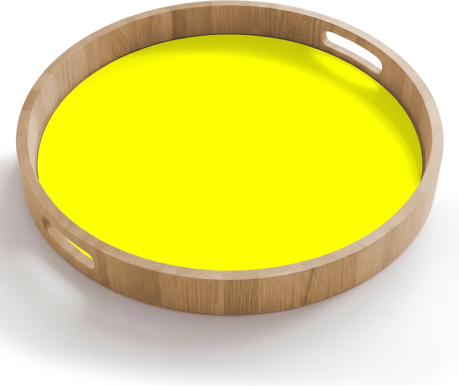Dienblad rond 50x50 cm - Schootdienblad hout - Sunshine - Glow - Geel - Borrelplank rechthoek - Plateau houten dienbladen