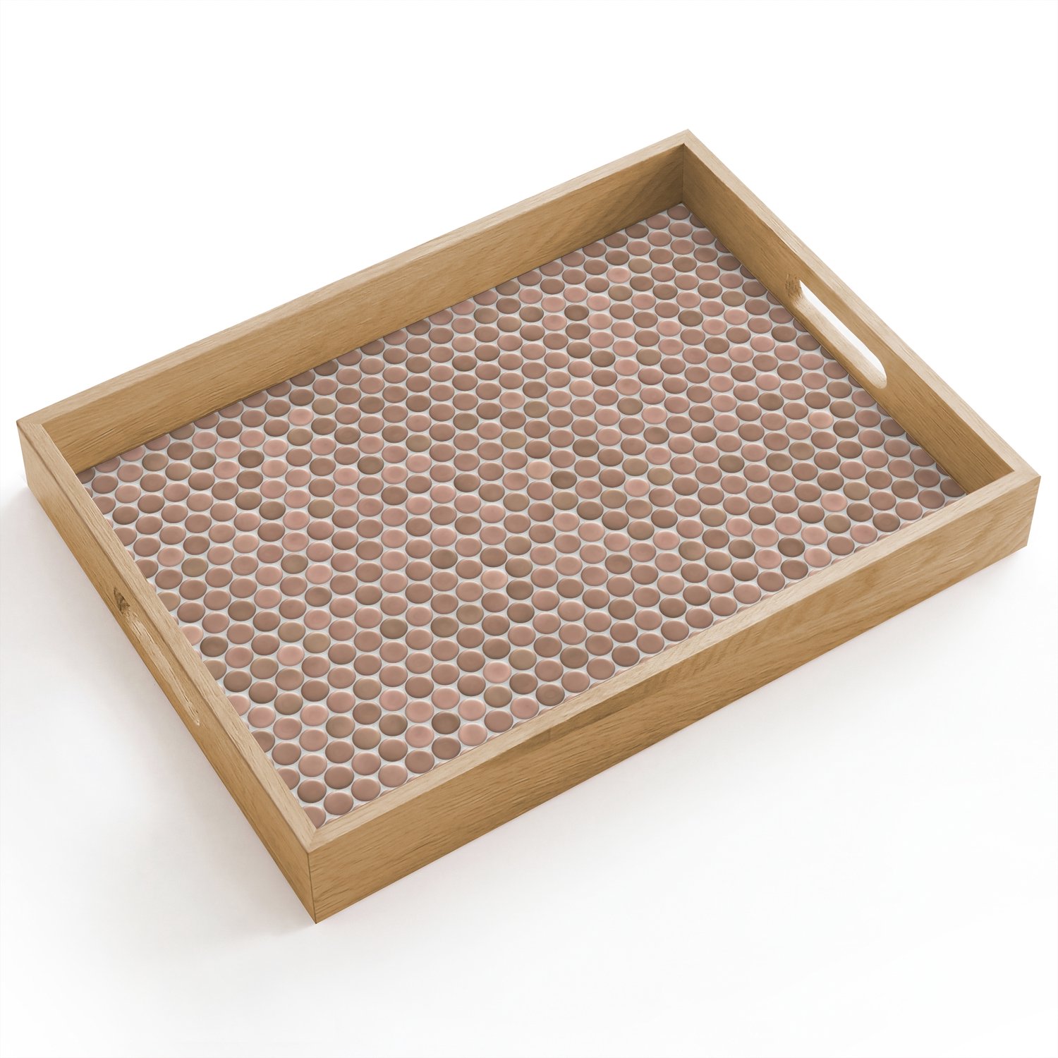 Dienblad hout 40x30 cm - Schootdienblad - Penny - Mozaïek - Oudroze - Terracotta - Borrelplank rechthoek - Plateau dienbladen