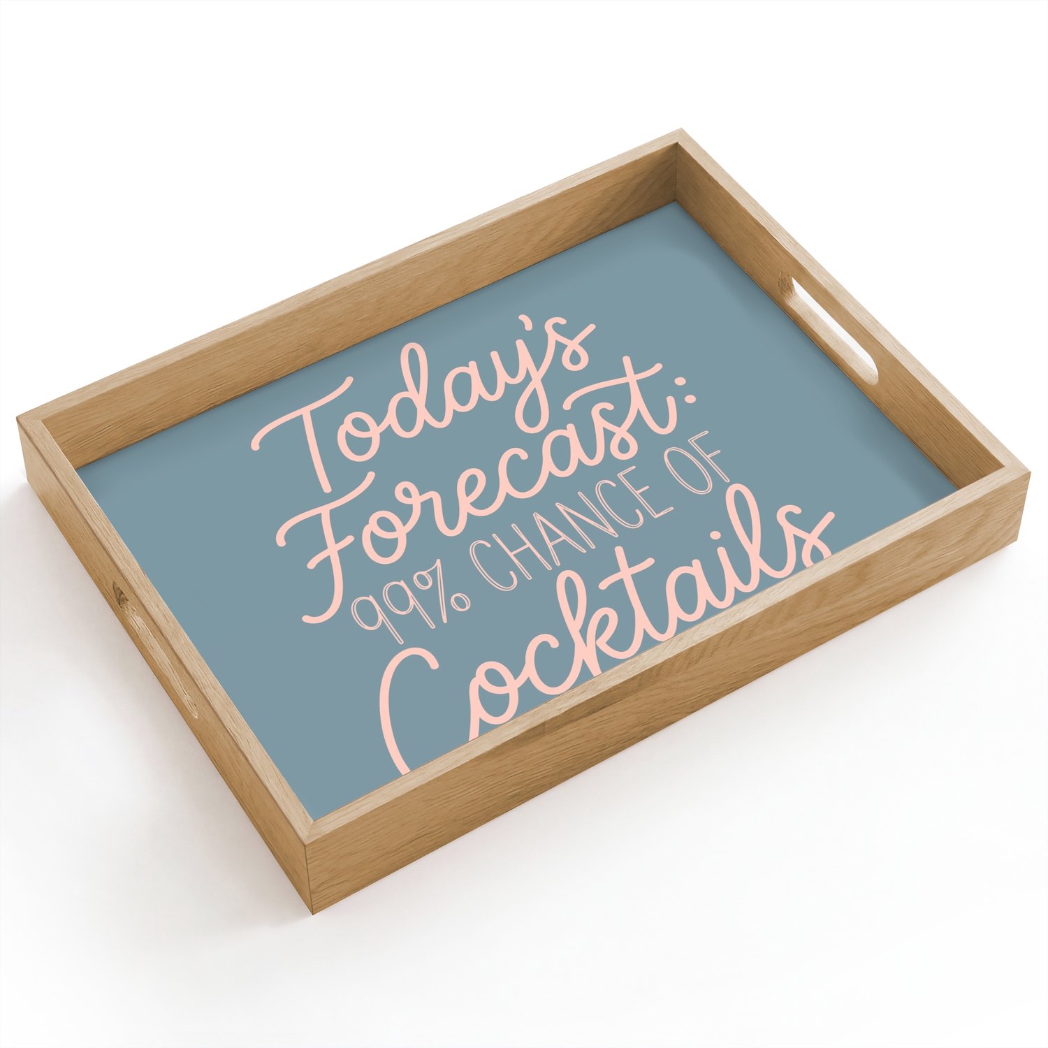 Dienblad hout 40x30 cm - Schootdienblad - Today's Forecast - Cocktails - Blauw - Borrelplank rechthoek - Plateau dienbladen