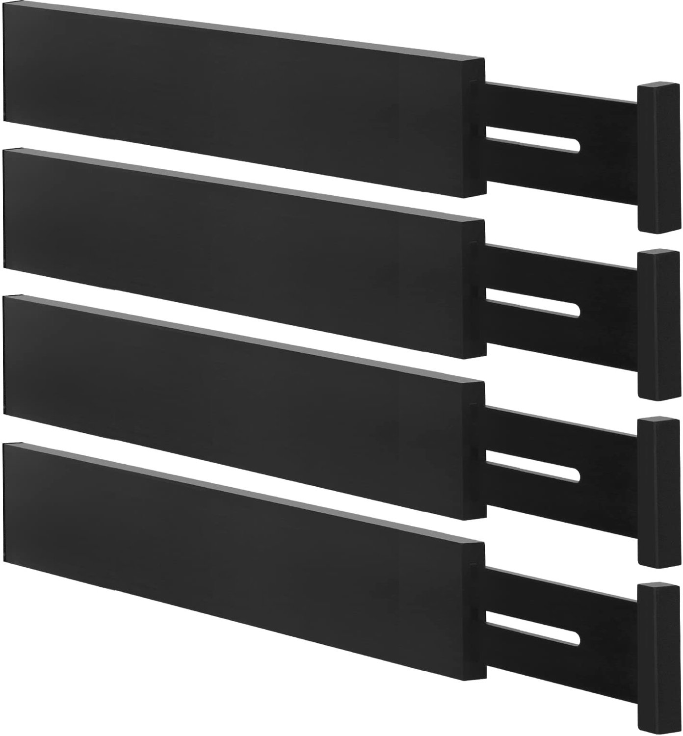 Lifhelpe Ladeverdeler, Verstelbaar 43–56 cm, Lade Organizer voor Keuken en Kledinglades, Set van 4 stuks, Zwart