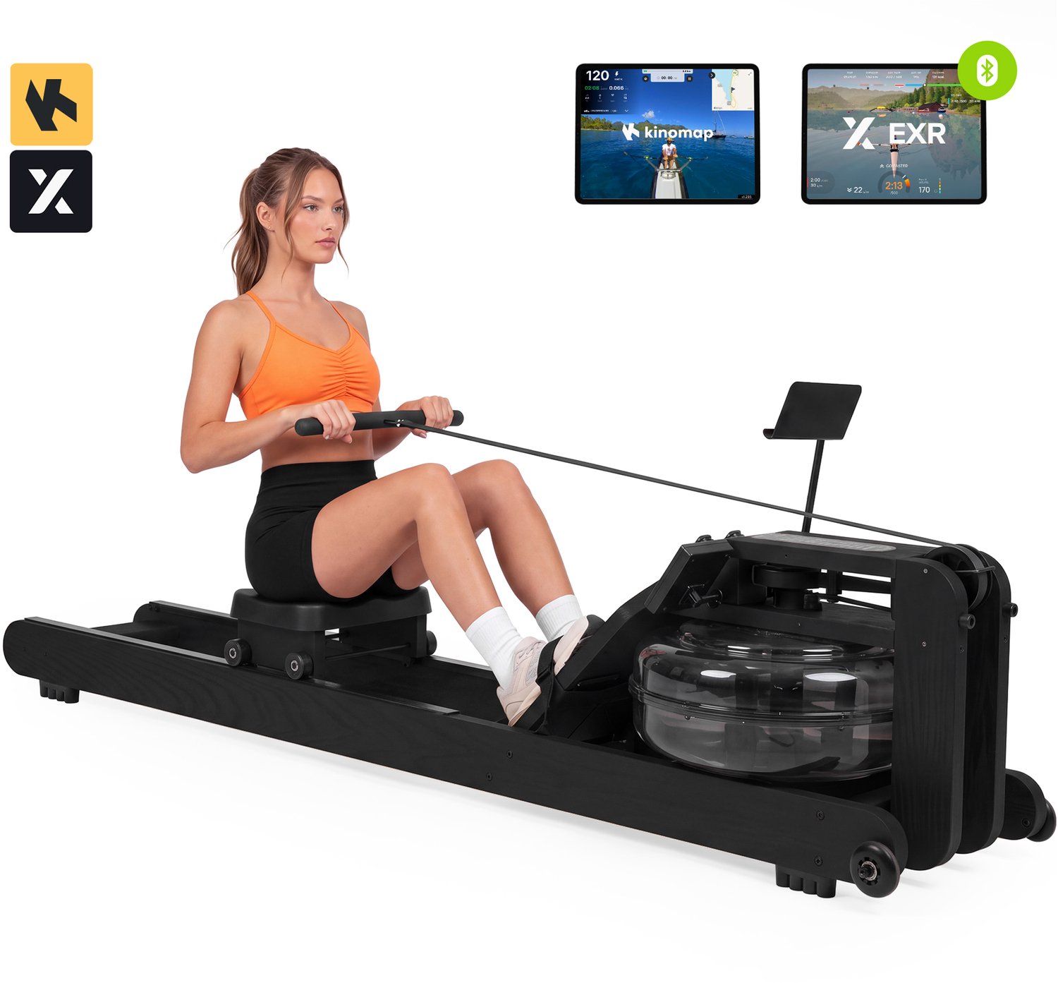 Bol.com VirtuFit Elite Roeimachine - Berkenhout - Waterweerstand - Bluetooth - Met Apps - Dubbele rail aanbieding
