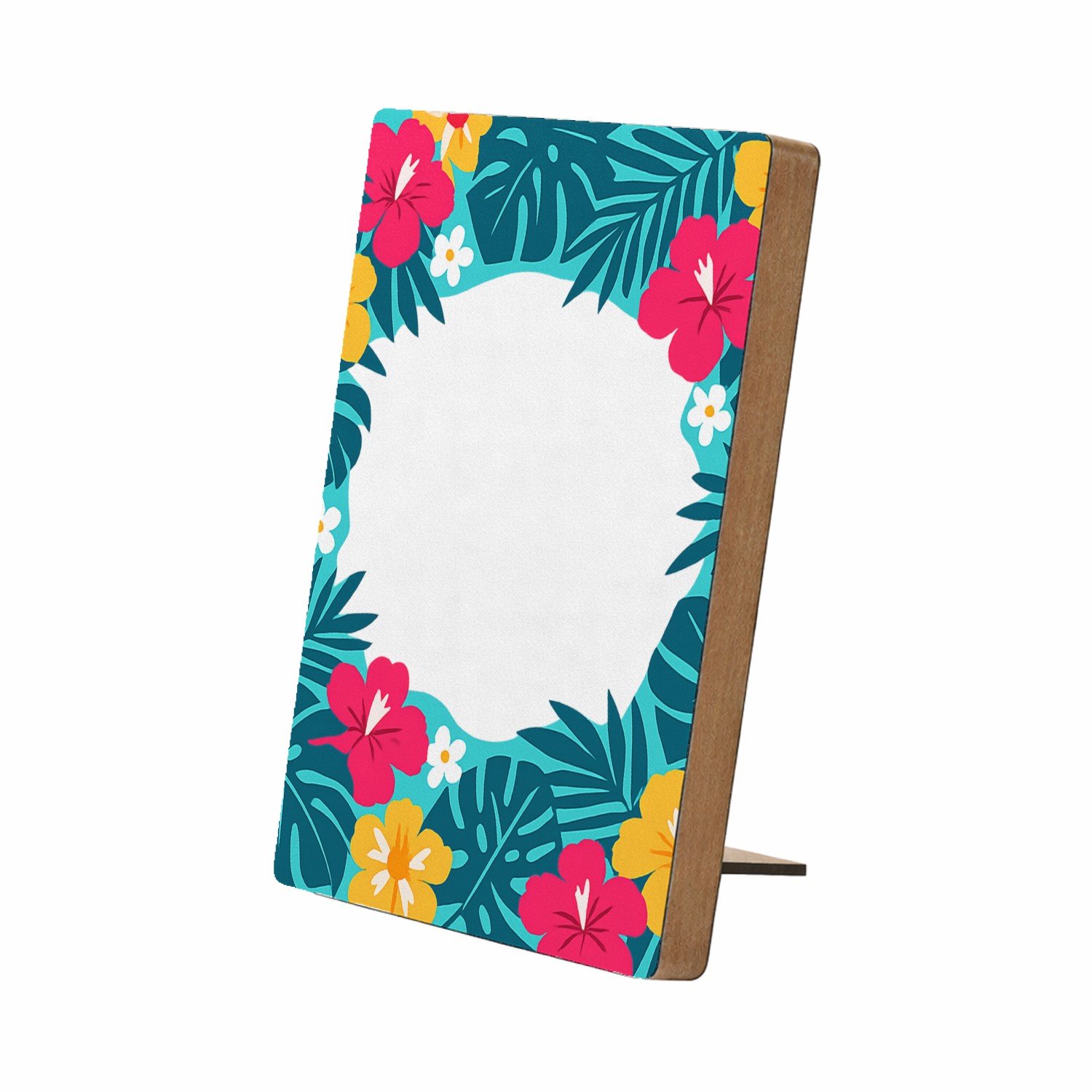 Mr Cadeautjes Glasframe/MDF 12,7 x 17,8 - design Fris botanisch herhaalpatroon met een speels centraal labelv | cadeau Wit