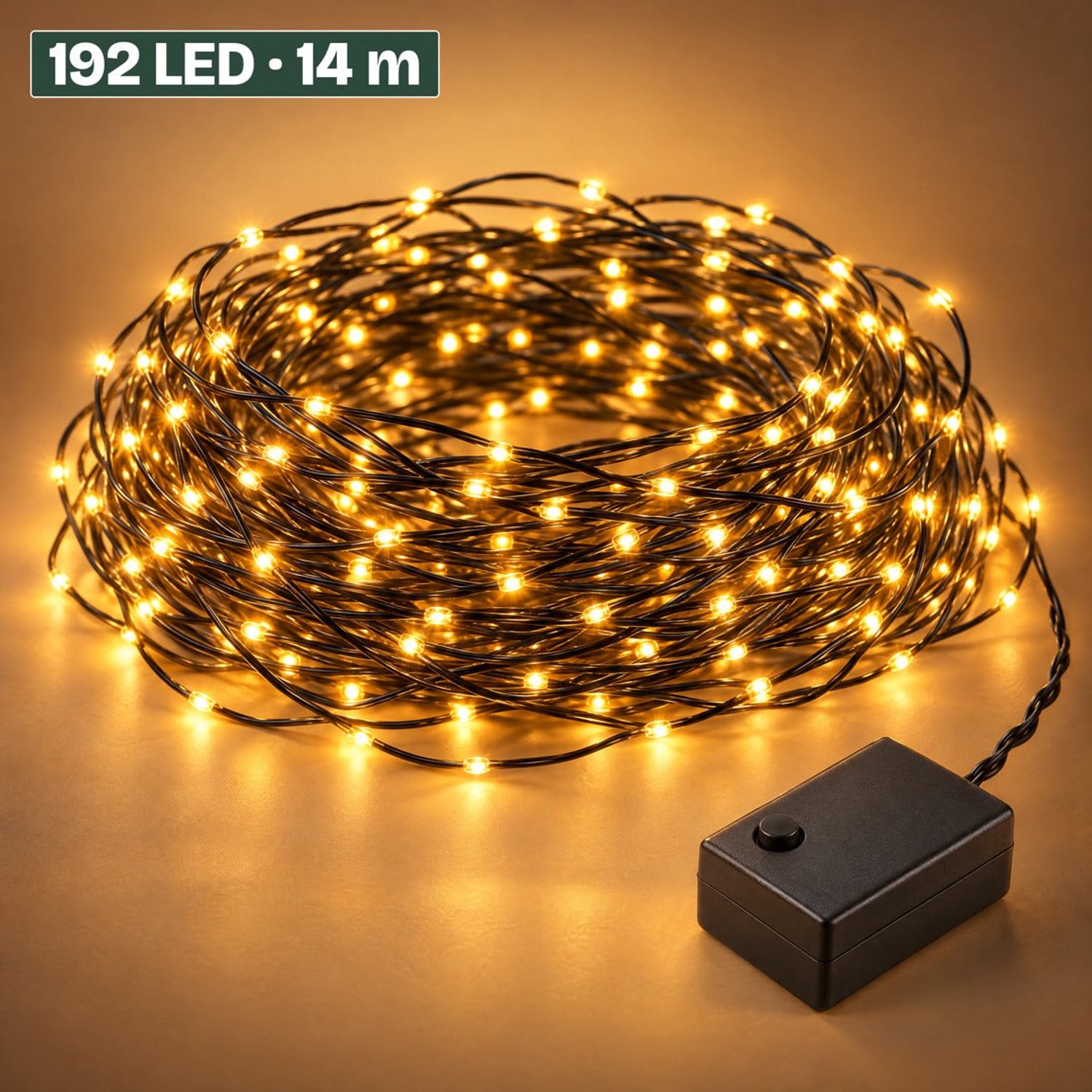 Levano Kerstboomverlichting 192 LED 14,5 m - Kerstverlichting Buiten - Kerstlampjes - Lichtsnoer Binnen en Buiten - LED Verlichting - Kerstverlichting op Batterij - Lichtslinger - Extra Warm Wit - Snoerverlichting - Timer - IP44