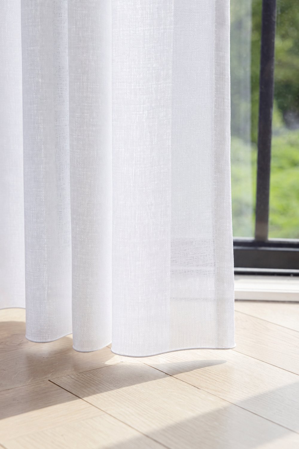 Maroyathome OLIVIA Vitrage Gordijn - Kant-en-Klaar - Geschikt voor Haakjes - Linnen Look - Wit - 150x270 cm - Transparant Inbetween Glasgordijn - 1 Stuk