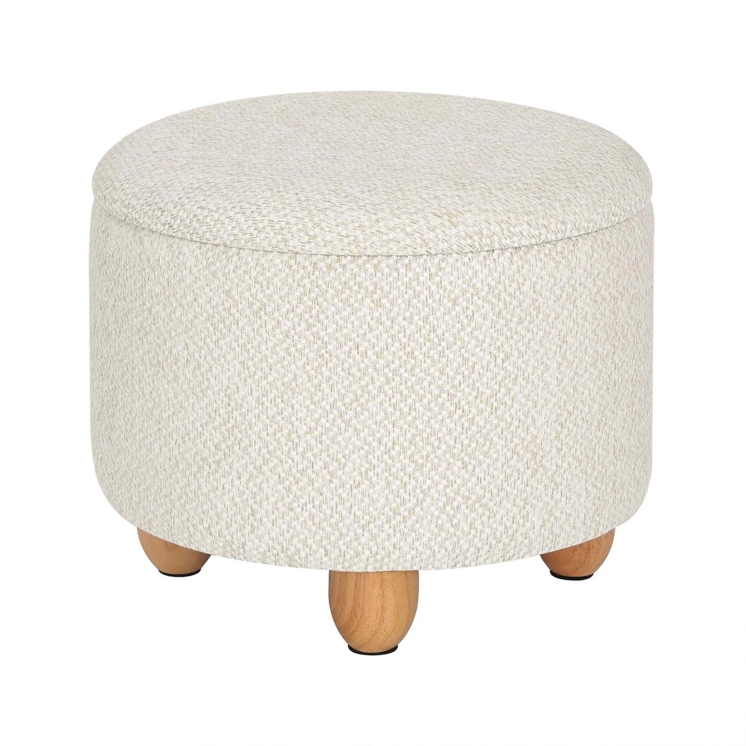 Molhaus Poef Rond - 39 x 39 x 33 cm - 21,5 L - Omkeerbaar Deksel - Bijzettafel - Houten Poten - Kruk - Opbergruimte - Tot 300 kg