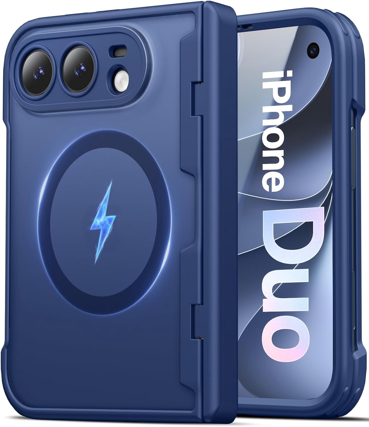 Zandarix Hoesje Geschikt voor Apple iPhone Duo - Back Cover Hoesje - Geschikt voor Mag - Scharnierbescherming - Camerabescherming - Militair Antischok - Blauw