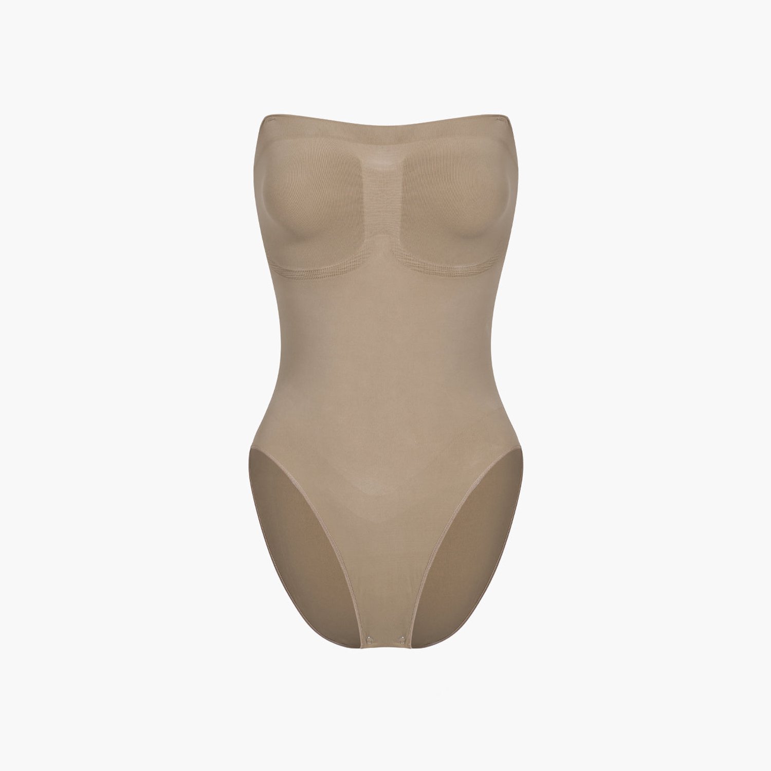 cfab Strapless corrigerende bodysuit met slipje - Donkerbeige - M - Corrigerende Body - Naadlos - corrigerend ondergoed dames