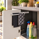 Eleganca Uittrekbaar Handdoekrek – Inbouwafmeting 9,4 x 32,2 x 3,8cm – Handdoekhouder uitschuifbaar tot 16,7cm – Handdoekstang keuken of badkamer – Horizontaal en verticaal te gebruiken – 2 armen – Aluminium – Zilver