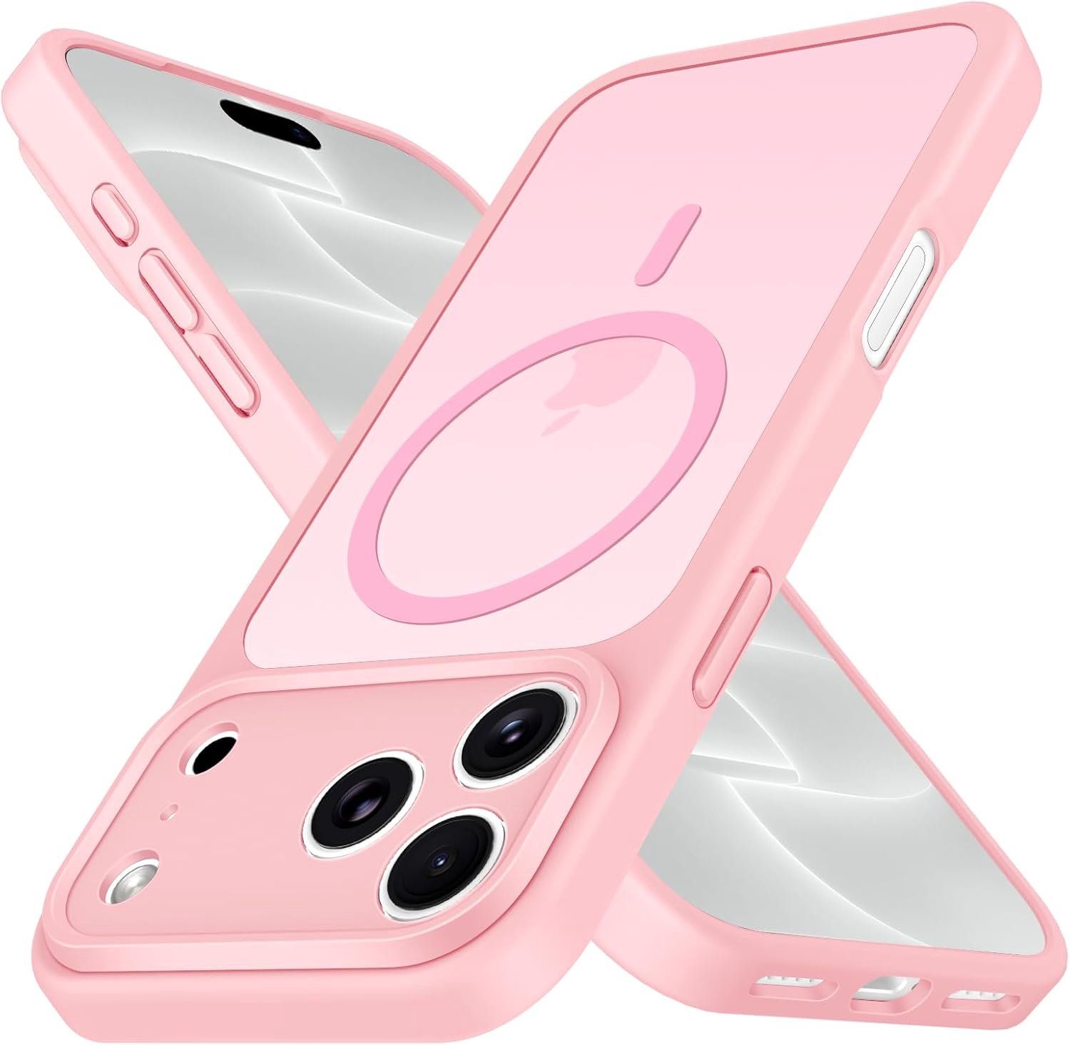 Zandarix Hoesje Geschikt voor Apple iPhone 18 Pro - Back Cover Hoesje - Matte Siliconen - Geschikt voor Mag - Militaire Valbescherming - Lichtroze