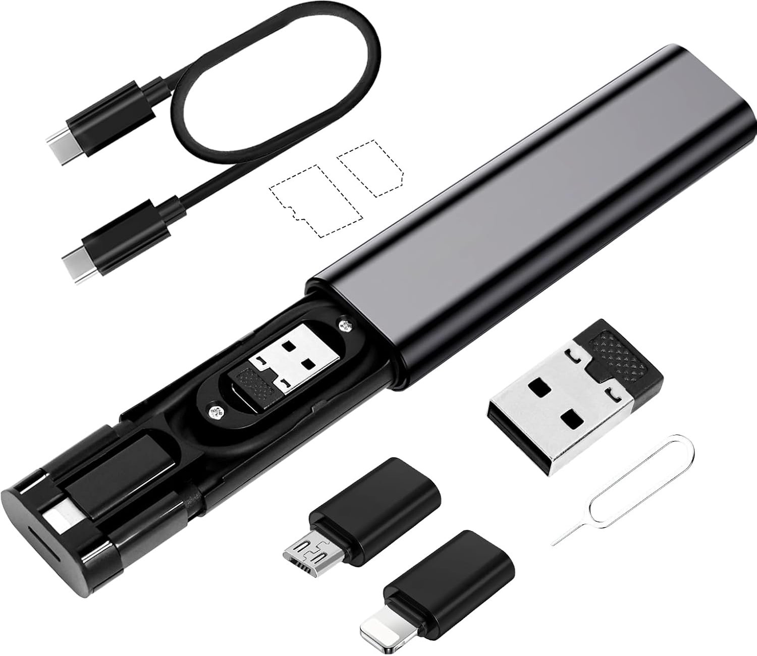 Multi USB-adapterkit 0,23 m - 6-in-1 converter - veelzijdige aansluitingen - ideaal voor opladen en aansluiten - ServiceTopper