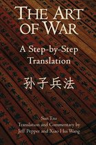 Boekomslag van The Art of War, met witte tekst op een achtergrond van bruine bamboe-rollen met Chinese karakters.