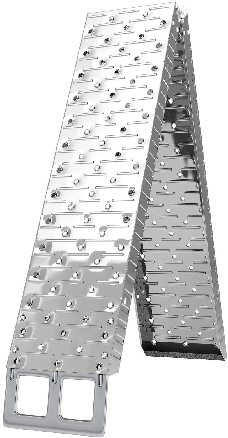 VILIMA - Oprijplaat - Opvouwbare oprijplaat - Laadklep - Antislip - Maximale belasting 230 kilo - 190x22x8 cm - Zilver - Veilig
