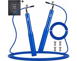 DK.® Professioneel Sport Springtouw - Speedrope - Jump Rope - voor Volwassenen en Kinderen - Crosstraining HIIT en Krachttraining - Blauw