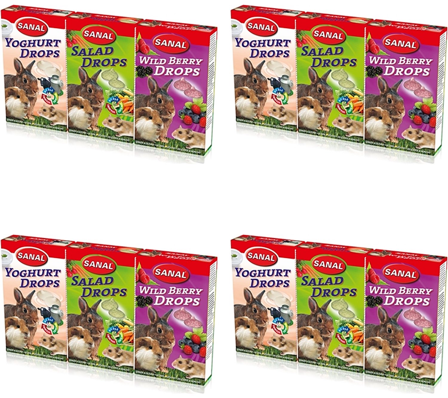 Knaagdier Drops Sanal - Groenten, Bosvruchten, Yoghurt 45g - 4 stuks - Multipack