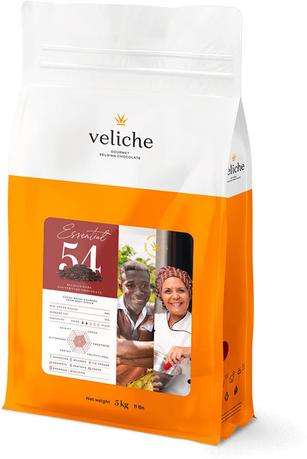 Veliche - Essential 54 Donkere chocolade druppels 10KG