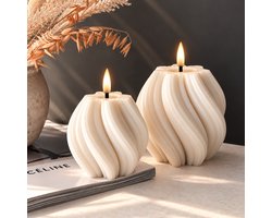 Aurae Twisted Led Kaarsen met Afstandsbediening - 2x - Echte Wax - Flikkerende Vlam - 200+ Branduren - op Batterijen - Timer - Kerst Kaarsen Aurae Twisted Led Kaarsen met Afstandsbediening - 2x - Echte Wax - Flikkerende Vlam - 200+ Branduren - op Batterijen - Timer - Kerst Kaarsen