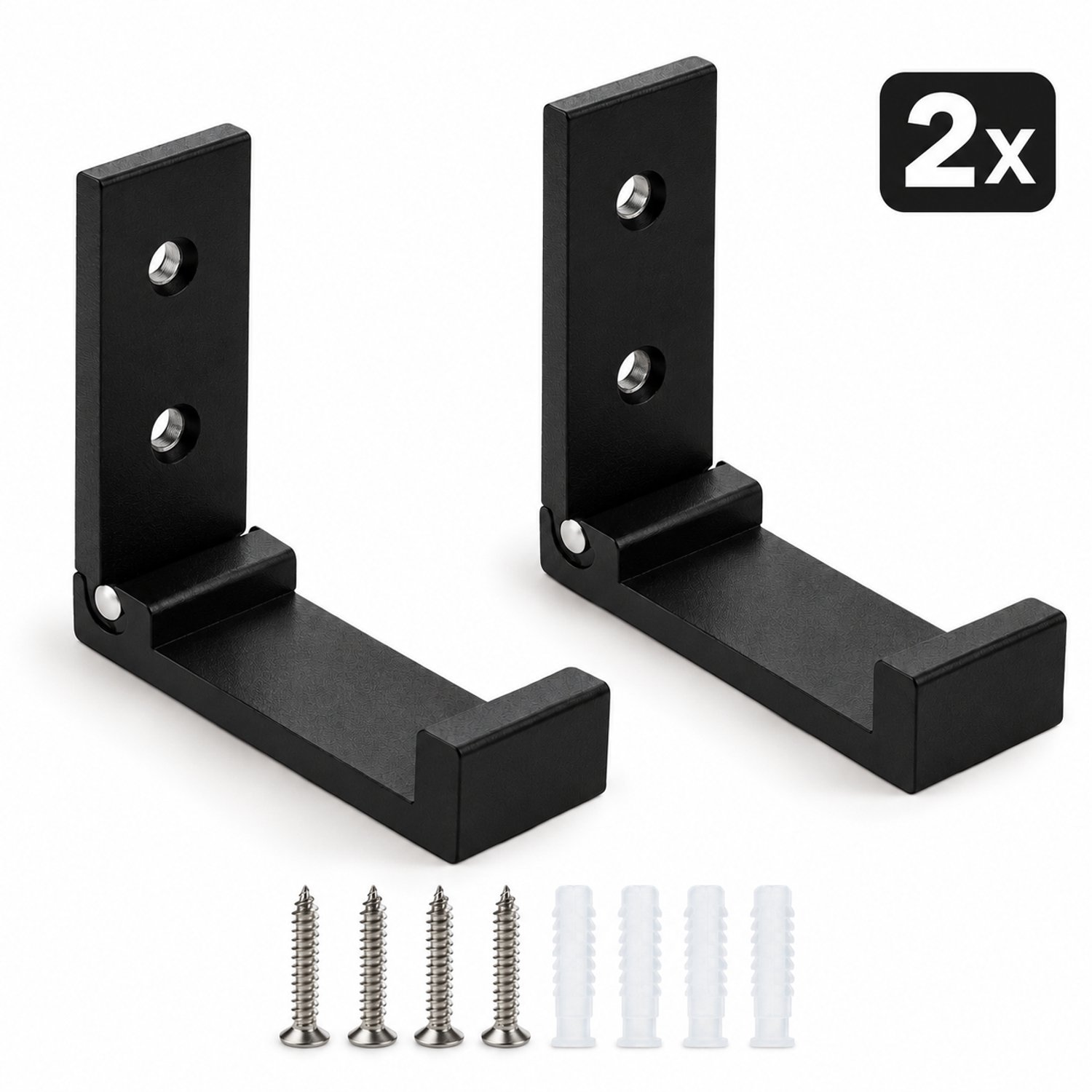 Tolvia Kapstokhaken - 2 Stuks - Aluminium Wandhaken - Jashaken voor Muur - Draagvermogen ca. 10 kg per Haak - Moderne Kledinghaken & Handdoekhaken - Zwart