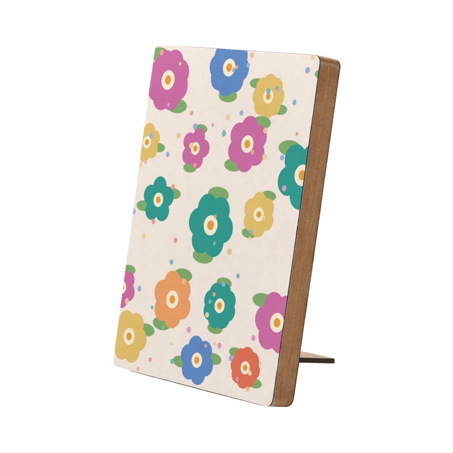 Mr Cadeautjes Glasframe/MDF 12,7 x 17,8 - design Vrolijke bloemen | cadeau Wit