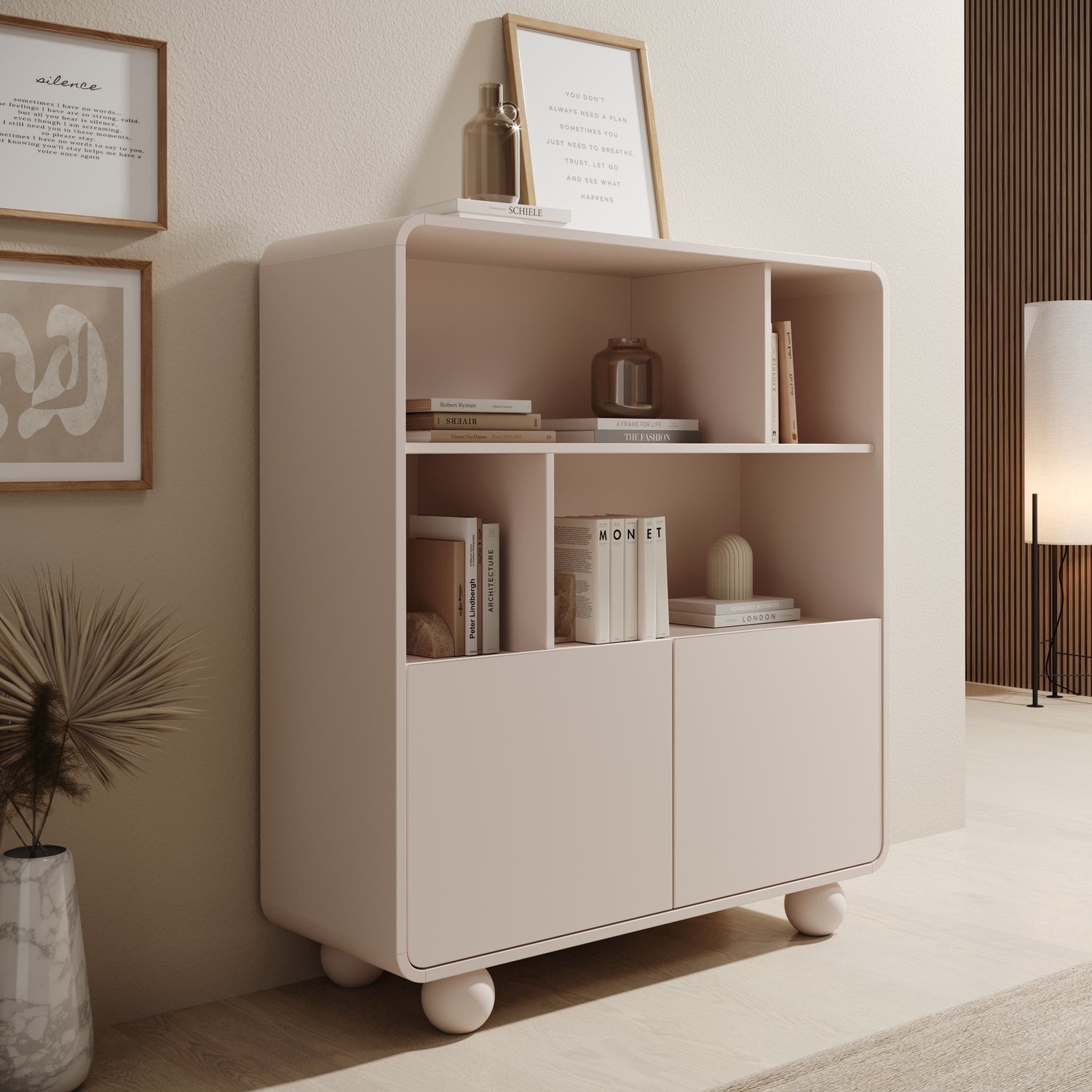MEUBELLA Anobo - Boekenkast - Beige - 108x39x121 cm