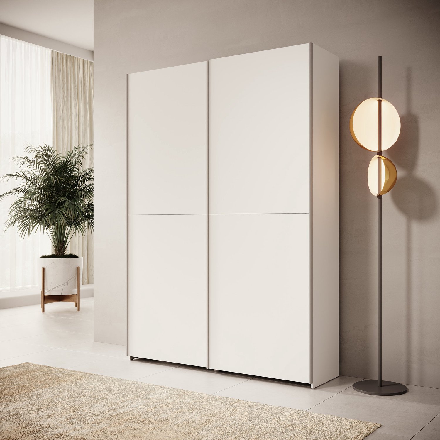 MEUBELLA Helvar - Kledingkast met schuifdeuren - Wit - 150x39x211 cm