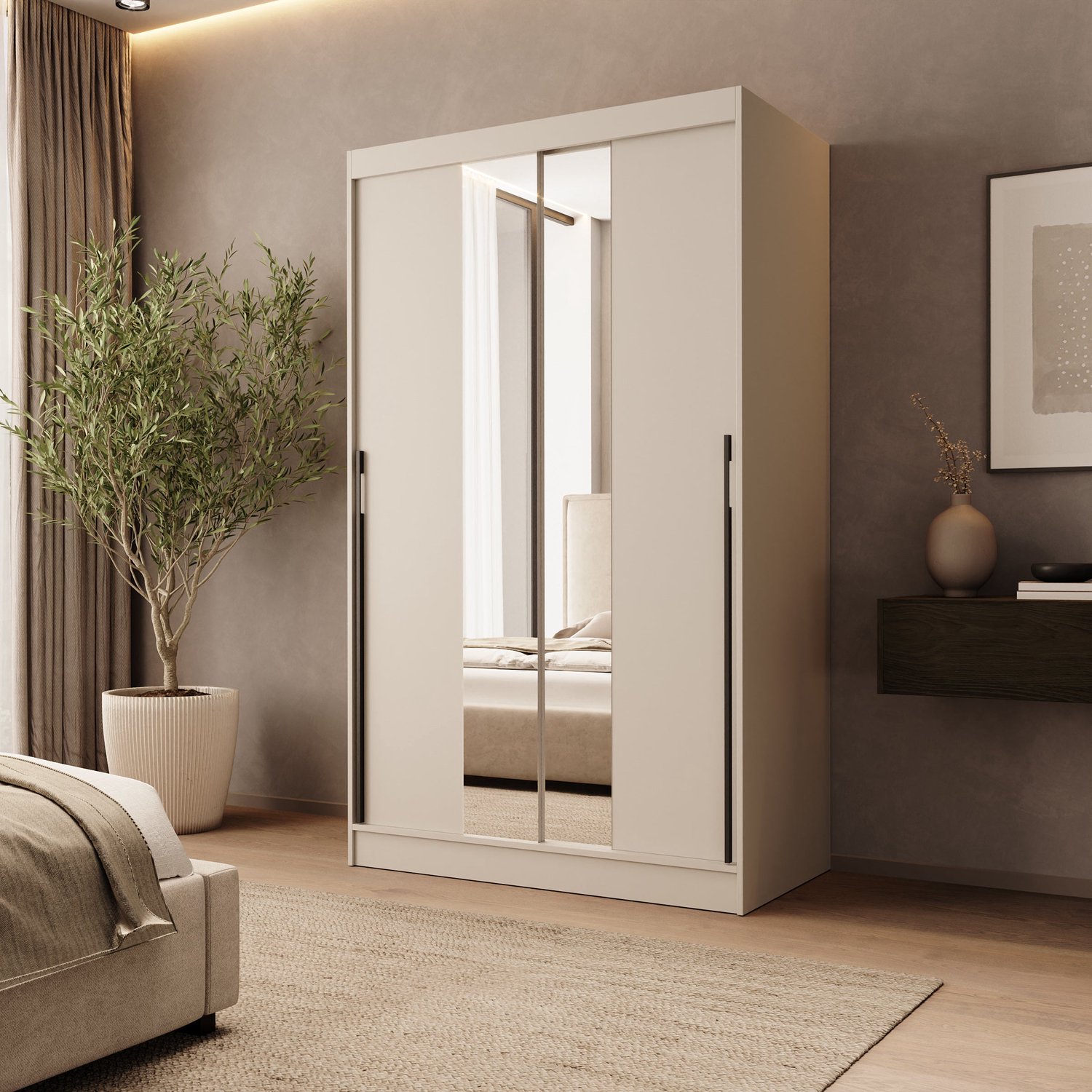 MEUBELLA Marlow - Kledingkast schuifdeuren - Beige - 119x62x201 cm