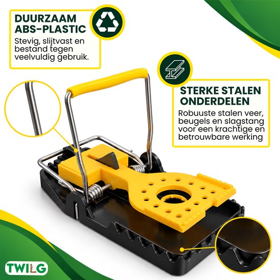 Rattenval met focus op robuuste stalen onderdelen en duurzaam ABS-plastic.