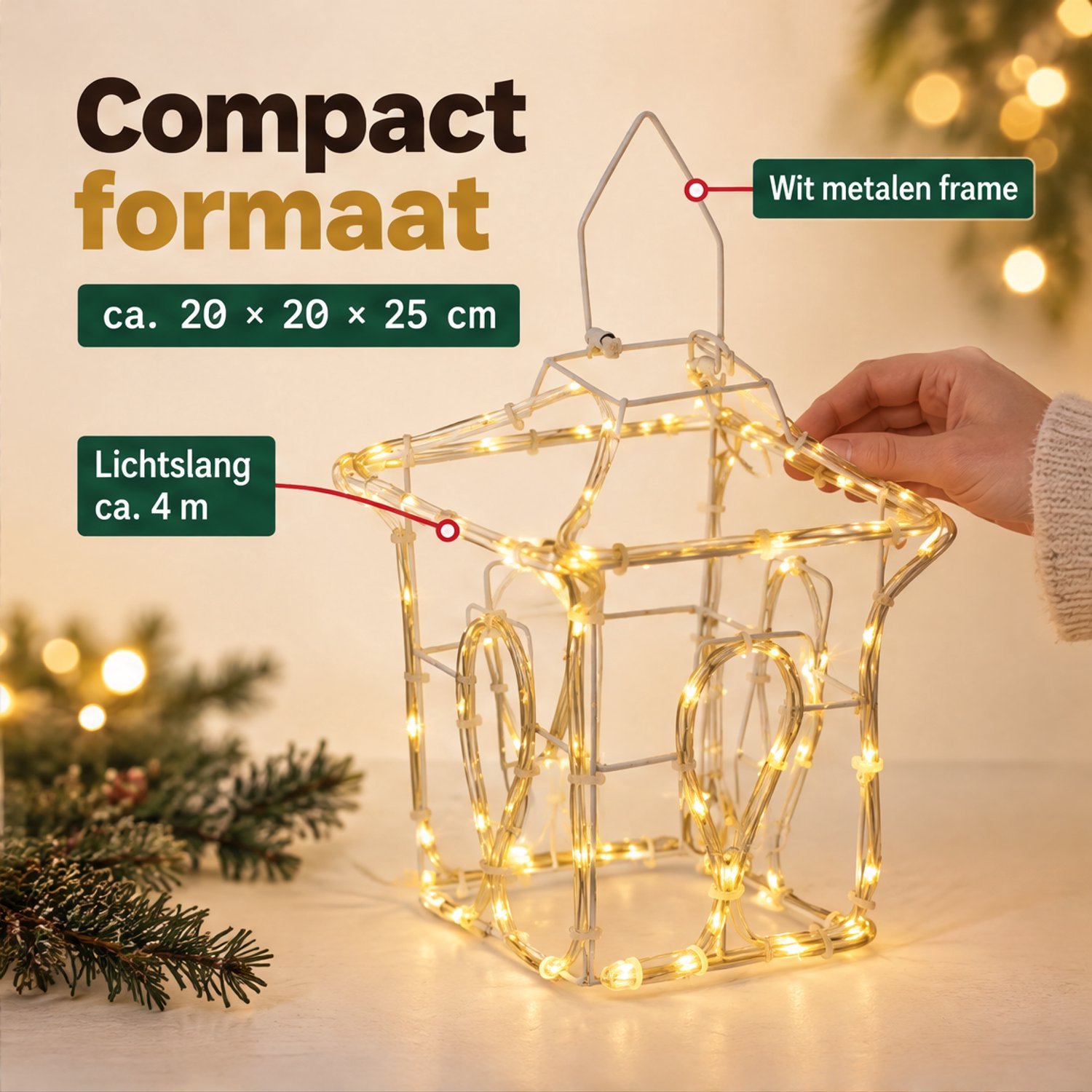 Levano Kerstverlichting Buiten - Kerstversiering - Kerstdecoratie voor Binnen - Kerstverlichting op Batterij - Kerstlampjes - Kerstlichtjes - Lichtslang - Lantaarn voor Buiten - Kerstlantaarn - Verlichte Kerstfiguren - Warm Wit - Timer - IP44 – foto 4