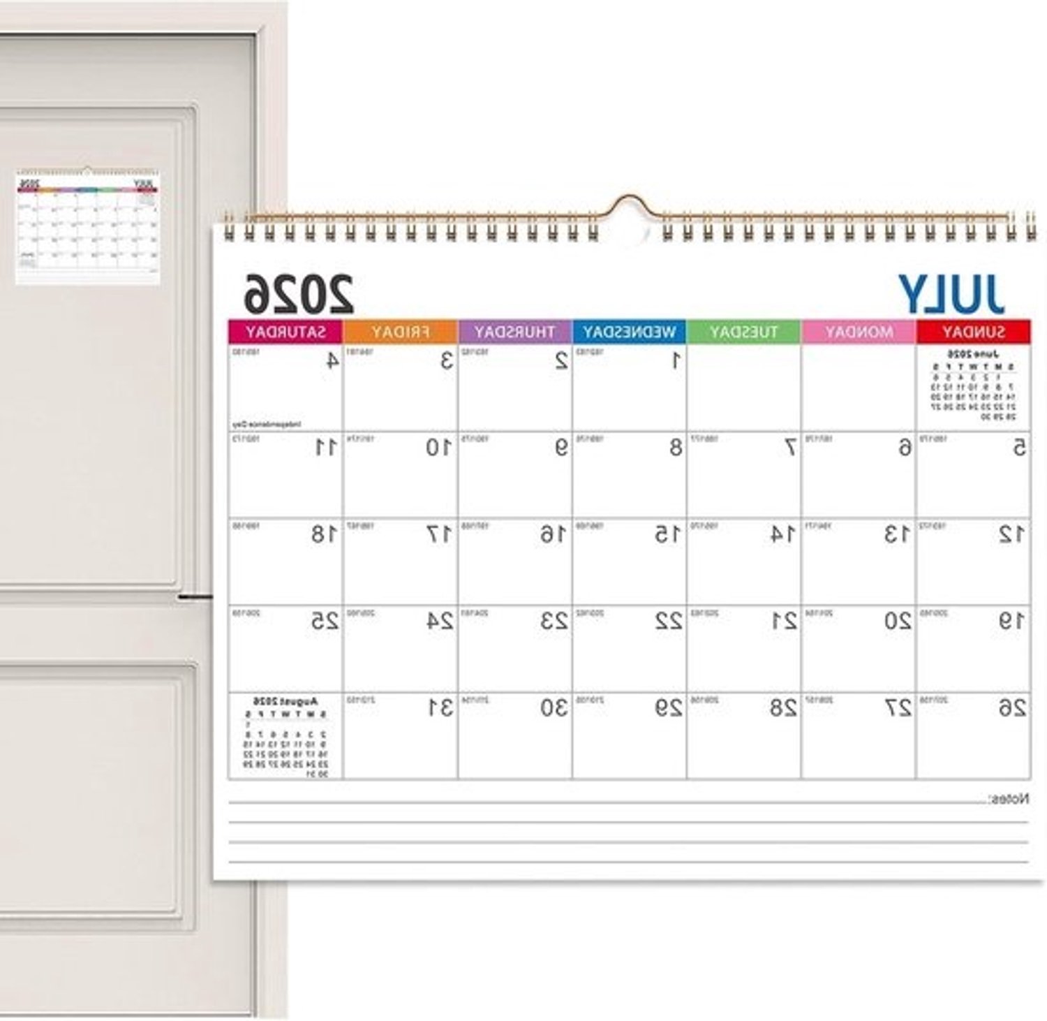 Wandkalender 2026-2027 - Gezinsplanner Maandkalender - Planning Thuis Beheren - 18 Maanden Planning - 36x28 cm - Wit
