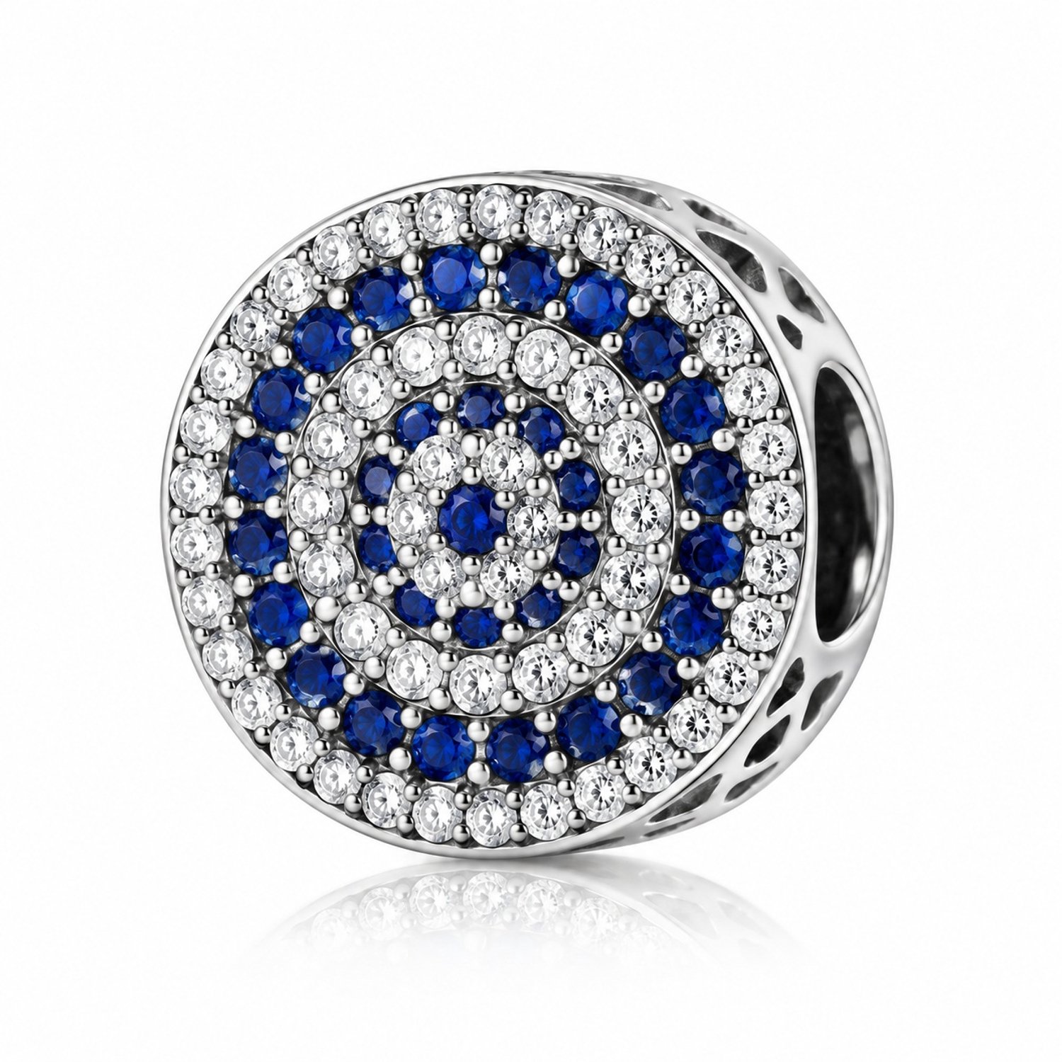 Blauwe Oog Bedel – 925 Sterling Zilver – Nazar Evil Eye met Blauwe en Witte Zirkonia – Voor 3 mm Bedelarmband – Geluksbedel Cadeau - RomyStones