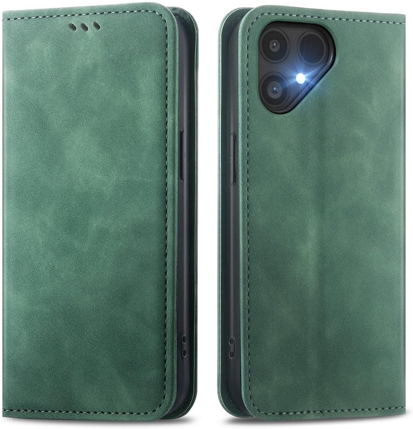 Zandarix Hoesje Geschikt voor Fairphone Gen 6 / Gen 6+ - Book Case Hoesje - PU Leren Portemonnee - Magneetsluiting - Kickstand - Groen